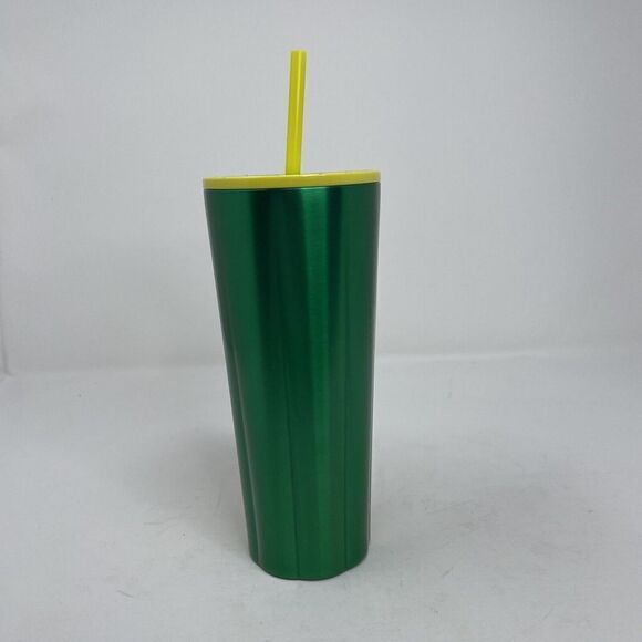 STARBUCKS Venti Stainless Steel Lime Puffy Cold Cup NEW Green Ombre Speckled Top - Picture 5 of 9